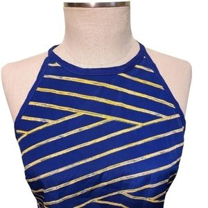 Ambar Women's Striped Sleeveless‎  Blue Yellow Top Size Small